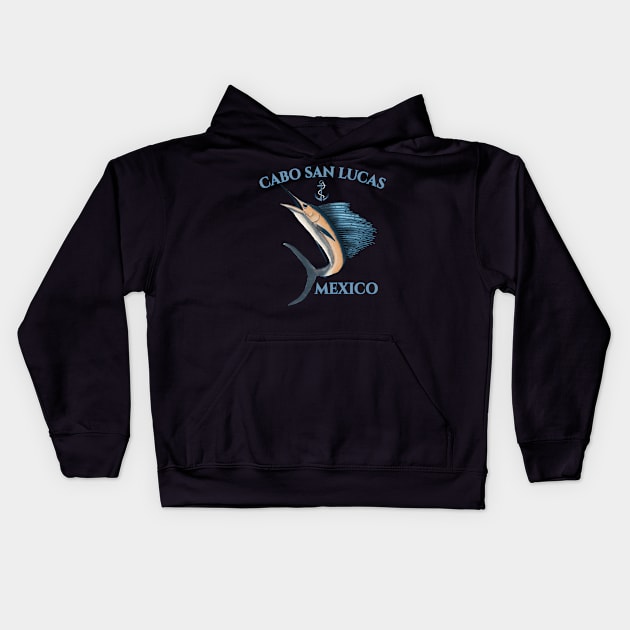 Swordfish Marlin Cabo San Lucas Mexico Kids Hoodie by Weirdcore